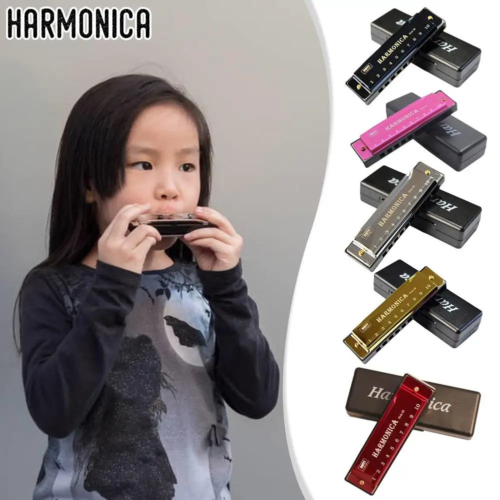 

Harmonica Key Of C 10 Hole Diatonic Harmonica C With Case For Beginner Students Kids Gift With Case I1K8