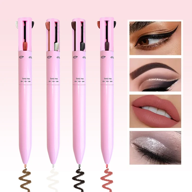 4-in-1 Makeup Pen-Highlighter, Lip Liner & Eyeliner in Matte Finish for All Skin Type Refillable Versatile Eyeliner Gel Makeup