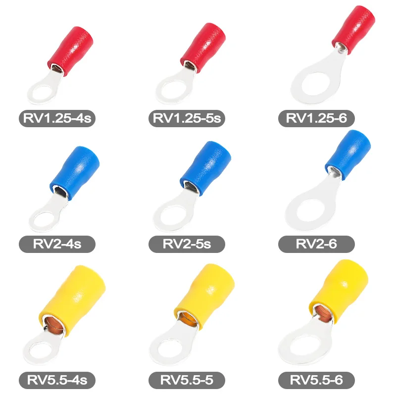 500PCS Ring Crimp Terminals Insulation Ferrule Lugs Quick Splice Electrical Cables Connection Screw M4/M5/M6 Wire Connectors