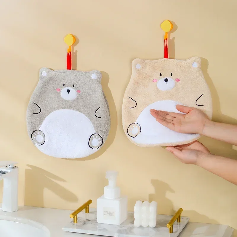 1pc Cartoon Hand Towels Microfiber Absorbent Soft Children Cute Towel Handkerchief Kitchen Bathroom Dishcloth For Home