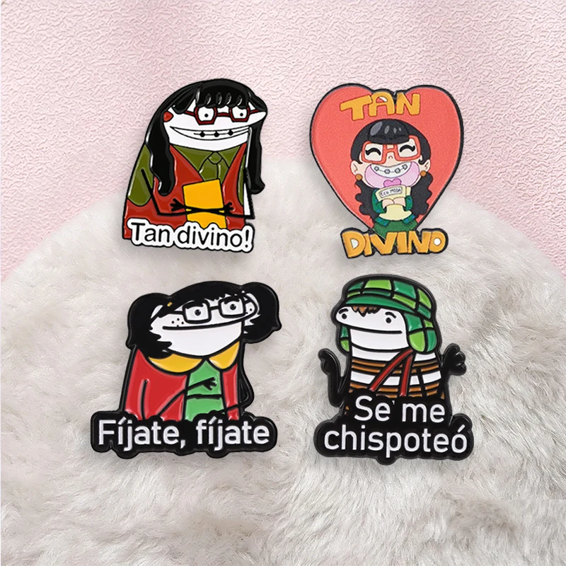 Spanische Comedy-TV-Flork-Meme-Emaille-Anstecknadel „Fíjate Fíjate Enamel Pin Tan Divino Se Me Chispoteó Flork Figure Brooch“ – Kleiderabzeichen, Schmuckgeschenke – Detail 5