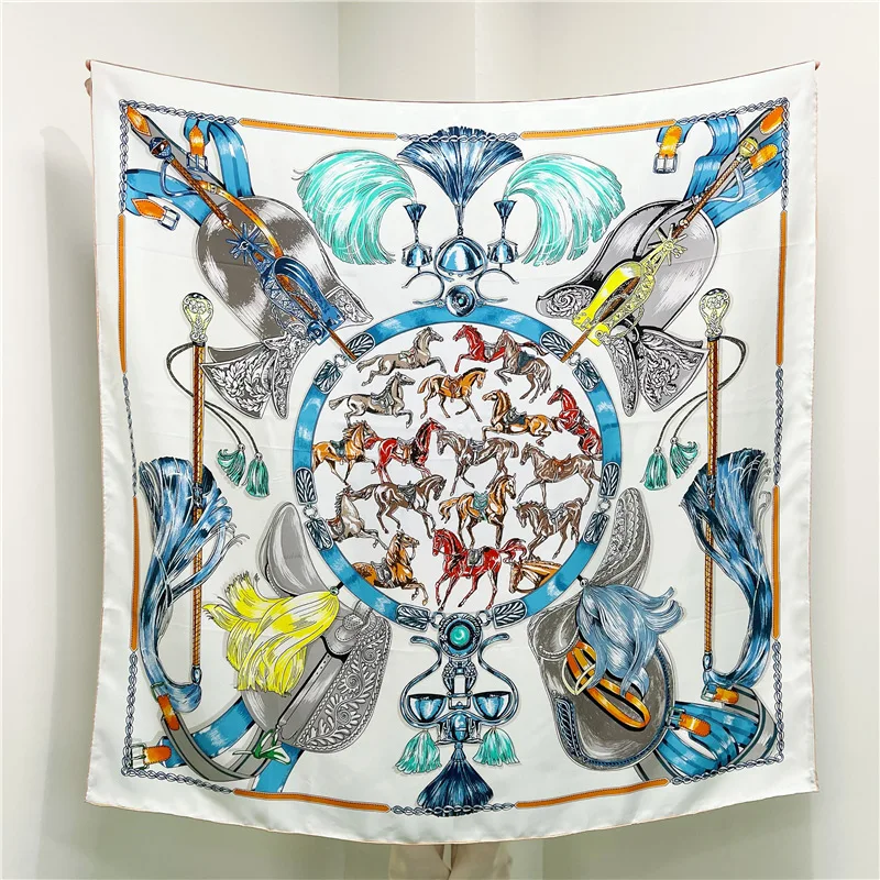 

Pure Silk Scarfs for Women Luxury Designer Brands Shawls Large Bandanas Accessories Belt Hair Neck Scarves Foulard Femme