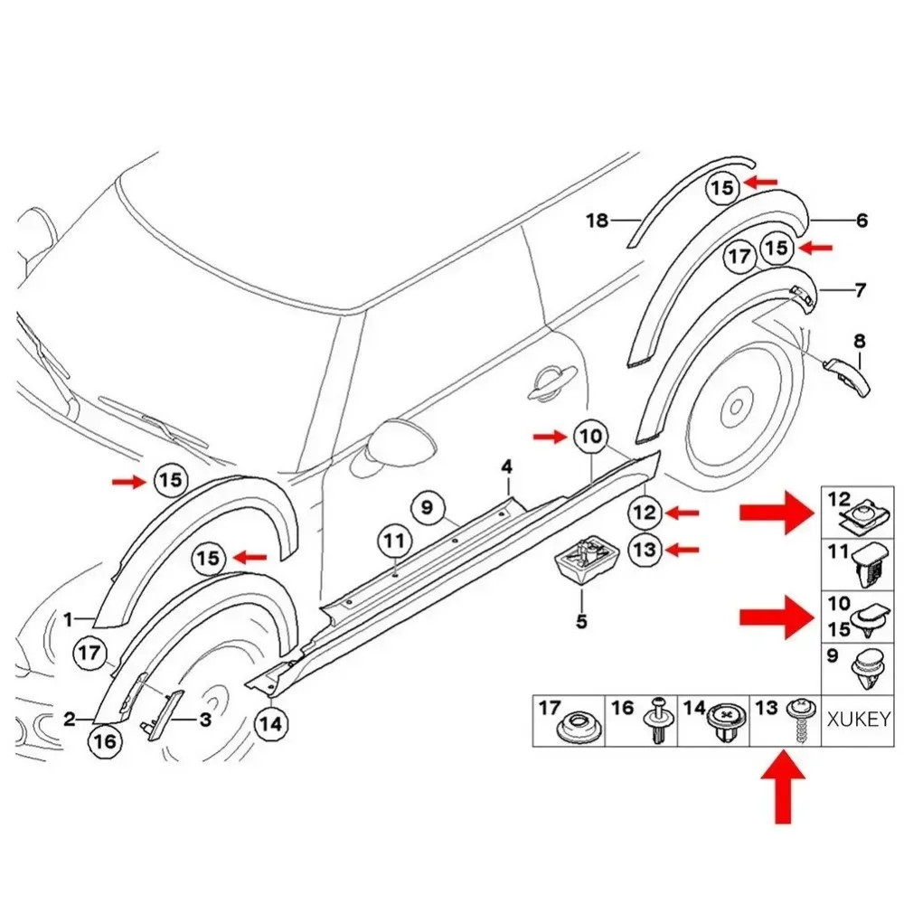 20PCS Hex Socket Bolt Clips For E21 E30 E36 E46 E90 E92 E34 E39 E60 Undertray Splash Guard Used For BMW Auto Repair Tools