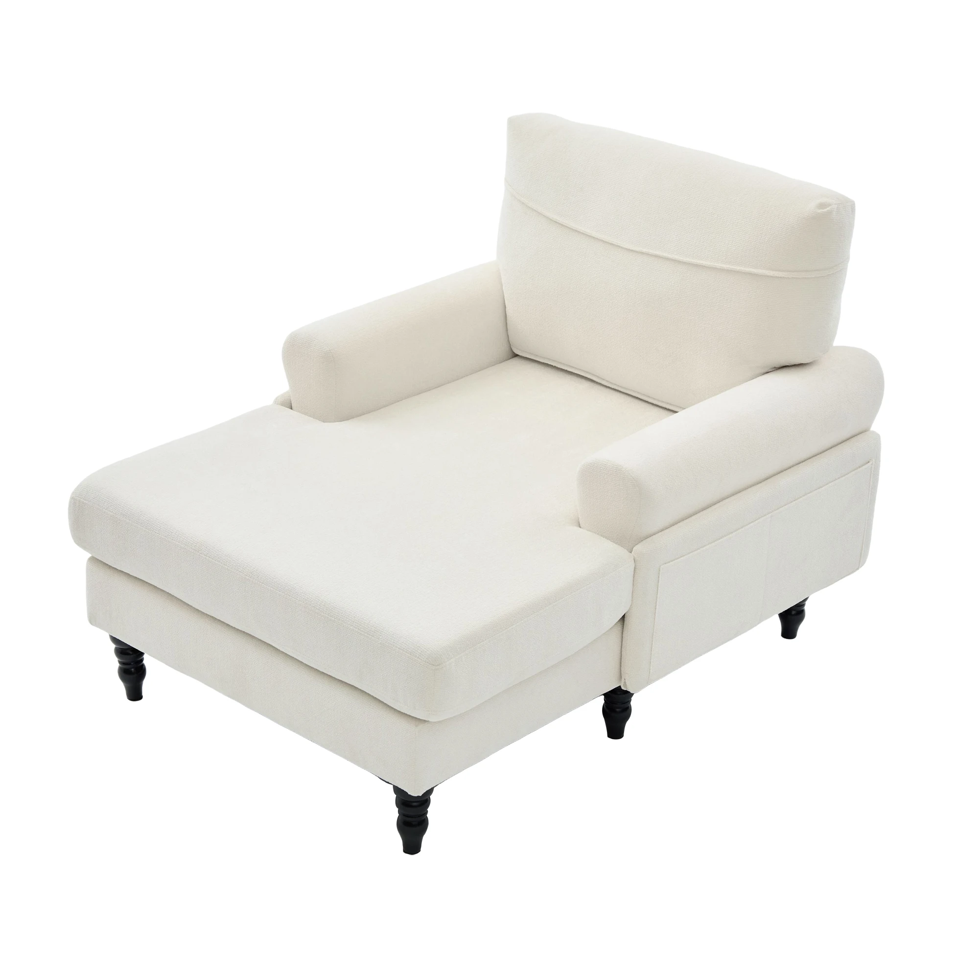 Moderner minimalistischer Samt-Loungesessel, Schlafzimmer-Einzelsofa mit Holzbeinen, bequemer Rückenlehne und Armlehnen – Detail 33
