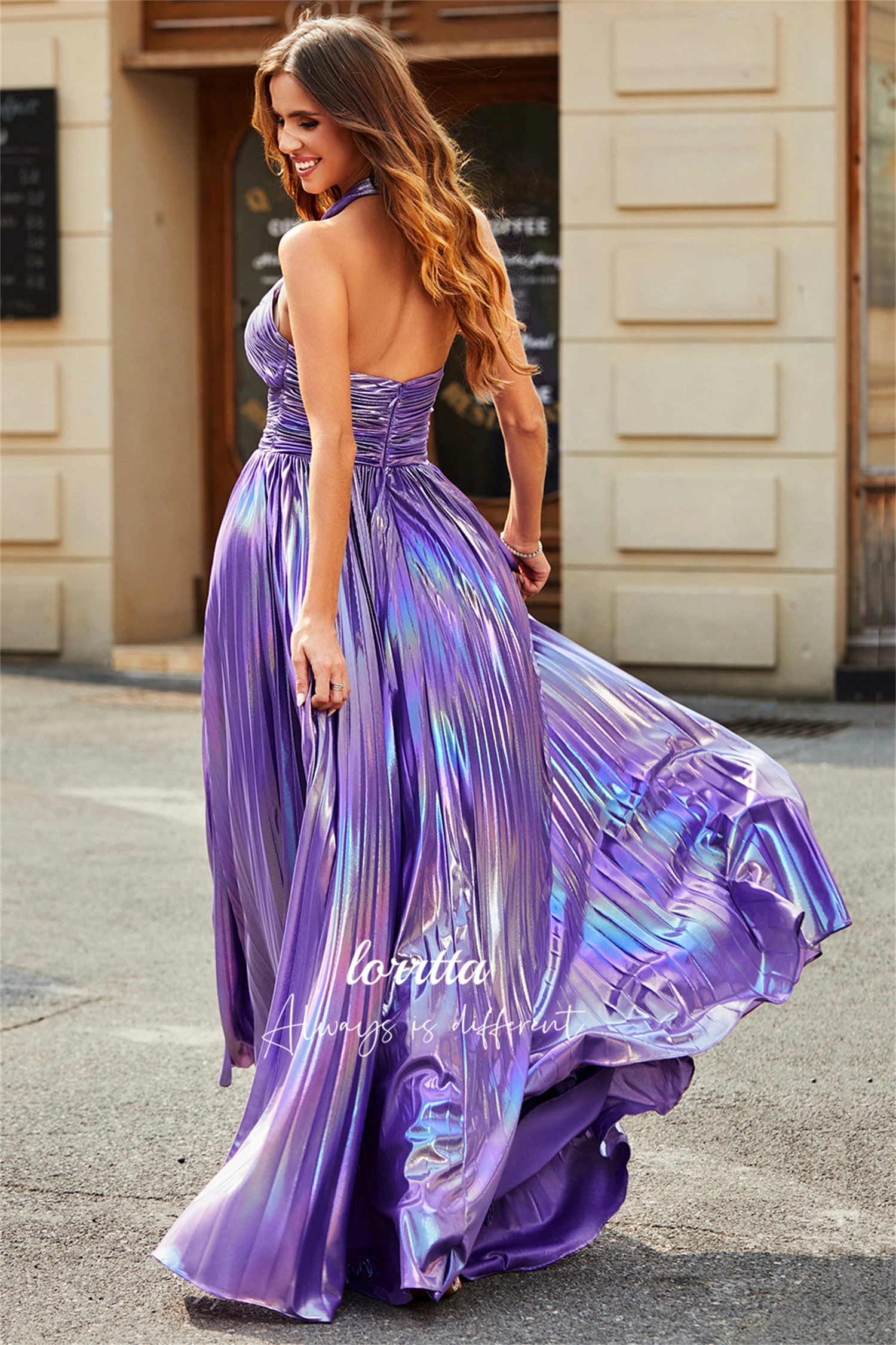 

Lorrtta Shiny Fabric Purple Line A Ball Gown Graduation Frills Cocktail Dress International Dresses for Formal Occasions Evening