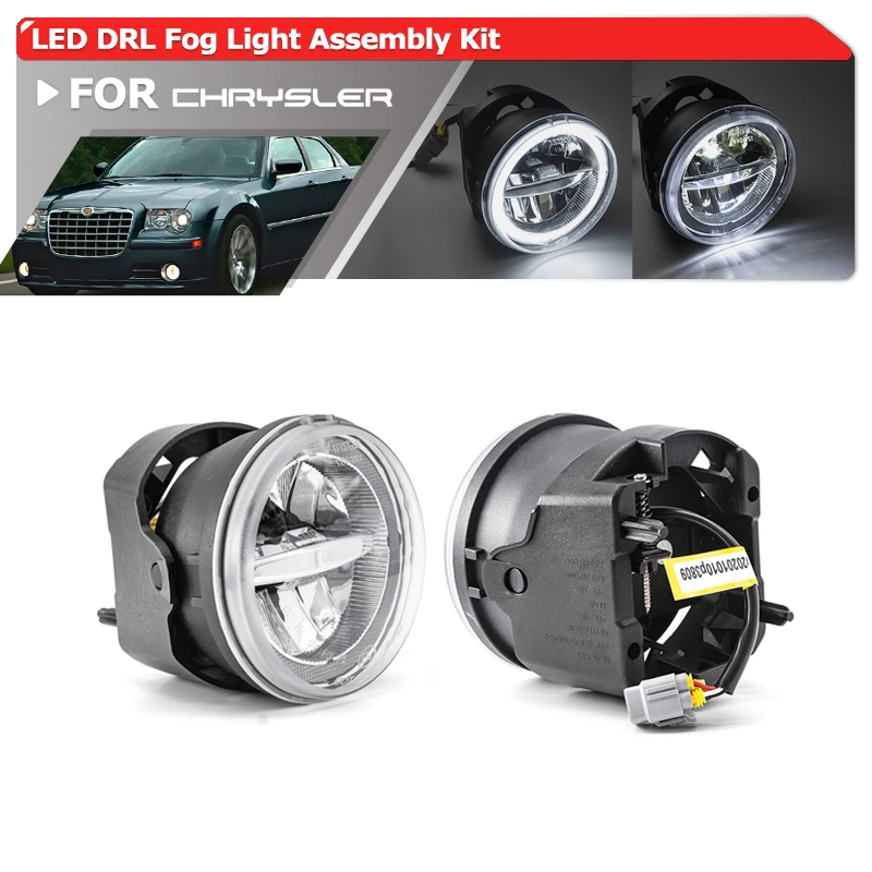 DRL Halo Led Driving Fog Light Kit For Chrysler 300 C Sedan 4-Door 2005 2006 2007 2008 2009 2010 300 Base  / 300 C SRT8 Sedan 4D