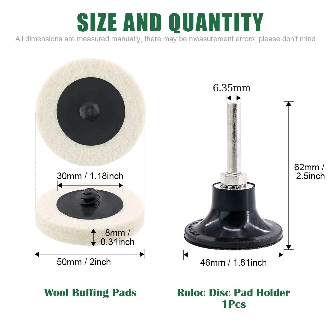 5 ชิ้น 1/2/3 นิ้วผ้าขนสัตว์บีบอัดแผ่นมินิขัด Buffing Pads พร้อม Guick เปลี่ยนแผ่นดิสก์ Pad สําหรับโลหะบด