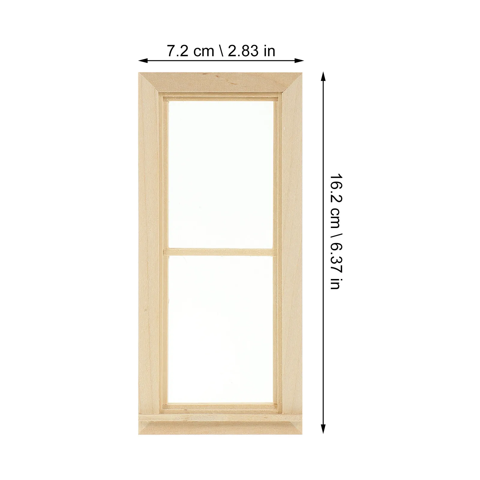 Wooden Mini Window Dollhouse Accessory Blank Uncolored Smooth Surface Realistic Tiny House Decor for Bedroom Living Room Garden
