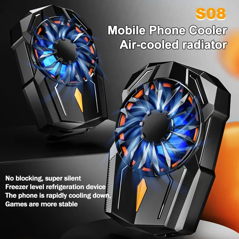 

S08 Universal Mobile Phone Air-cooled Radiator for IPhone Android PUBG Game Cooler Turbo Hurricane Heat Sink Gaming Accessories