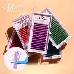 H&L SINCE1990 Colored Lash Extensions 0.07mm C/CC/D Curl Colorful Individual Lashes 8-15 MIX Length Eyelash Color Makeup Cilios