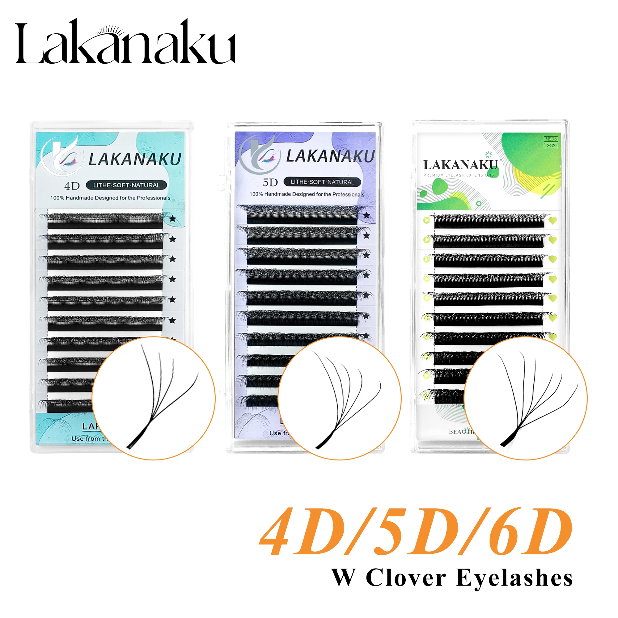 Eyelash Extension Russian - LAKANAKU W-förmige 4D 5D 6D Kleeblatt-Wimpernverlängerungen,