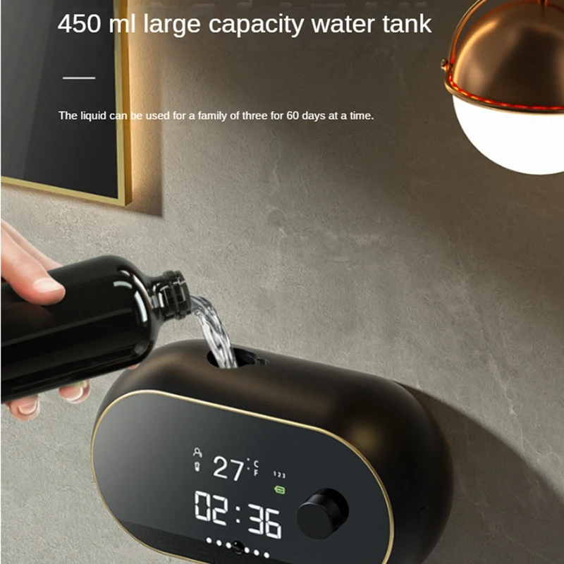 2025 New Automatic Soap Dispenser Wall Mount Rechargeable LED Display Gel Soap Dispenser For Kitchen Bathroom