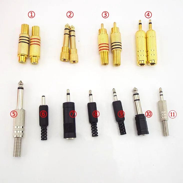 2pcs audio 3.5mm to 6.5mm 6.35mm RCA Male female male Connector adapter jack aux plug Stereo mic Speaker Cable Headphone