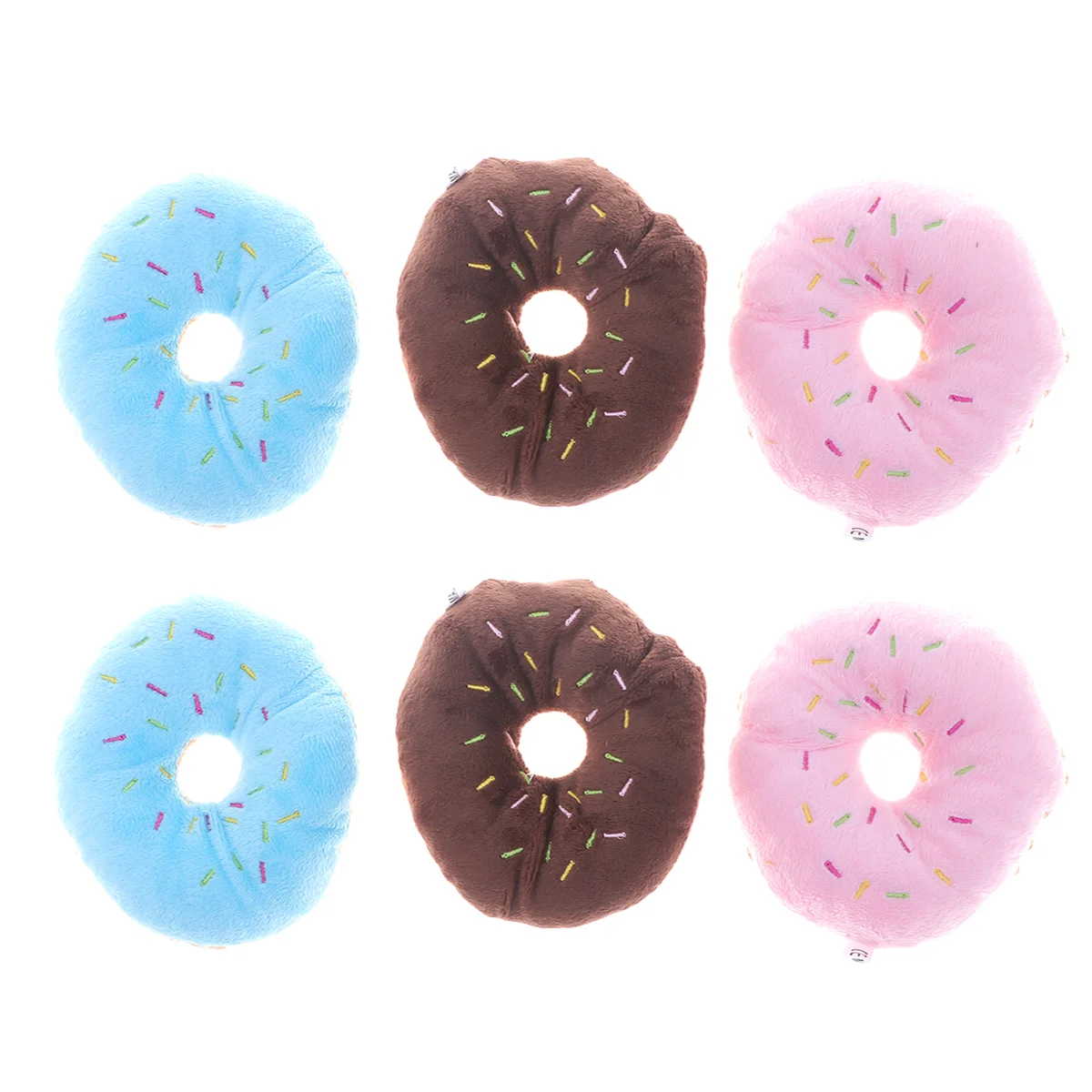 

6pcs Dog Chew Toy Plush Donut Shaped Squeaky Squeaking Sound Toy Plush Pet Puppy Toys Pets Bite Chewing Puppy Dog Toy (Coffee +