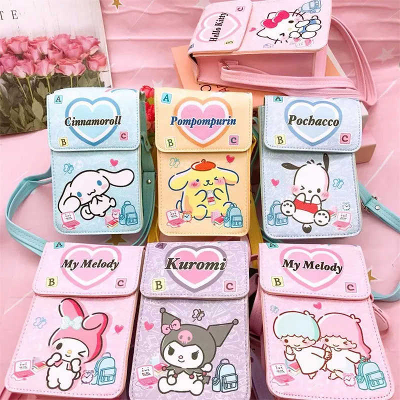 

Kawaii Sanrio Crossbody Bags Cartoon Hello Kitty Kuromi Magnetic Buckle Shoulder Bag Anime My Melody Cinnamoroll Bagpacks Gift