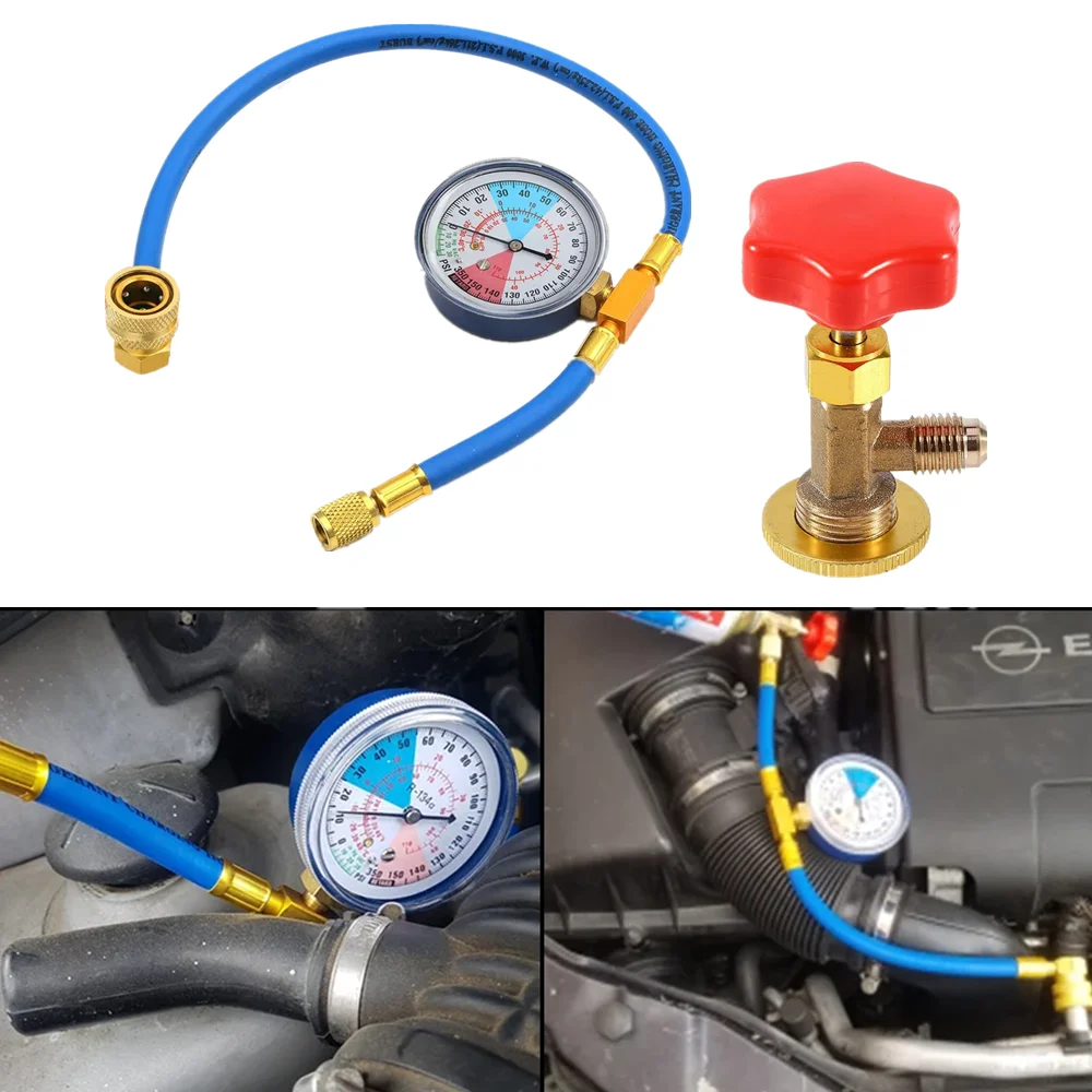 Auto Klimaanlage Kältemittels ch lauch 1/2 ac r134a Low Side Auto Kältemittel Ladele itung Flaschen öffner Wasserhahn mit Messgeräten