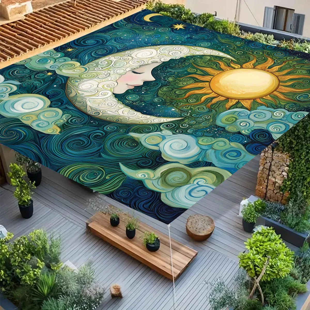 Art Sun Camping Sunshade Tent Camping Tarpaulin Picnic Cover Portable Outdoor Courtyard Tent Picnic Hall Showroom Ceiling Cloth