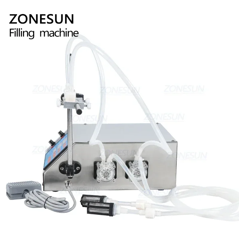 ZONESUN ZS-YTPP2T 2 Heads Peristaltic Pump Liquid Filling Machine Semi-Auto Small Dose Essential Oil Perfume Water Bottle Filler