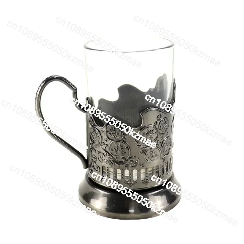 

Podestacanik Tea Cup Holder - Vintage metal glass holder with custom logo, traditional folk craft hot tea