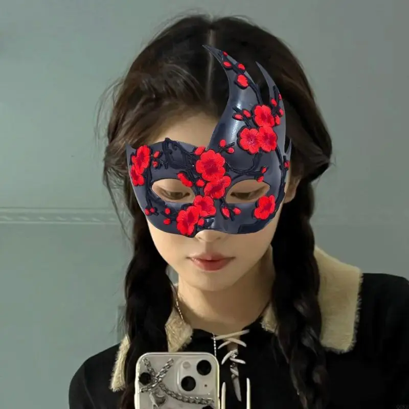 

Q0KE Masquerade Masks Venetians Party Mask Floral Mardi Gras Mask with Adjustable Straps for Women Men Carnivals Prom Mask