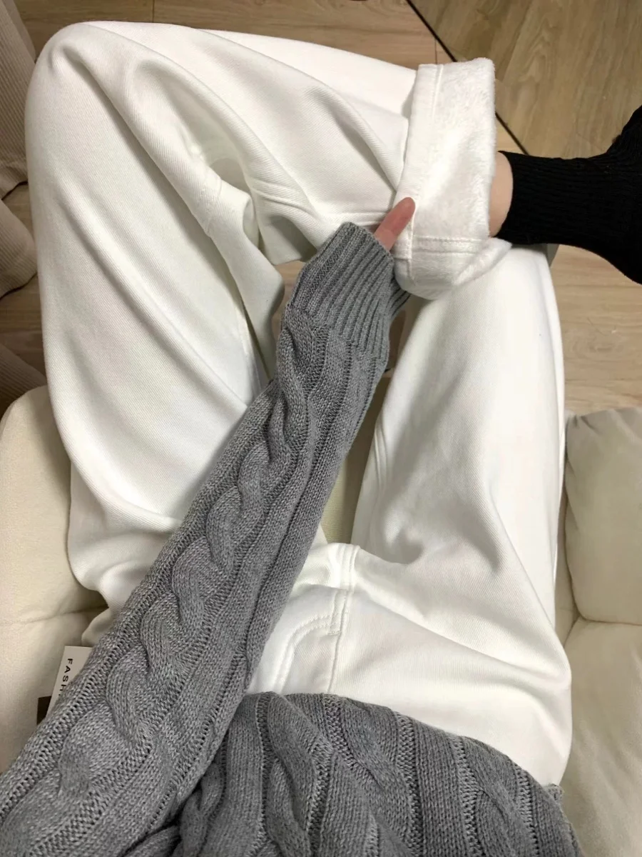 

plus Size Women's Thickened Fleece Lined Wide Leg Jeans High Waist Loose Fit Slimming Denim Pants Autumn Winter Casual Trousers