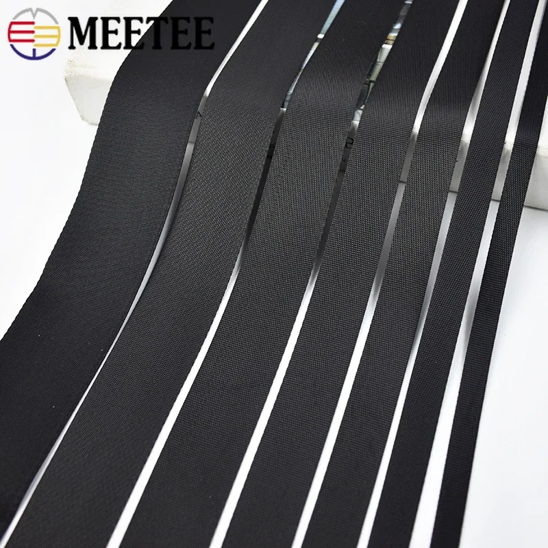 8Meters 10-100mm Nylon Webbing Band Bag Black Ribbon Backpack Shoulder Strap Belt Bias Binding Tape Clothes Sewing Accessories