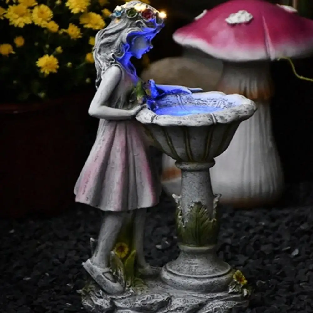 

Outdoor Courtyard Garden Decoration Resin Angel Figure Sculpture Micro Landscape Decor Flower Fairy Statue Solar Light Ornament