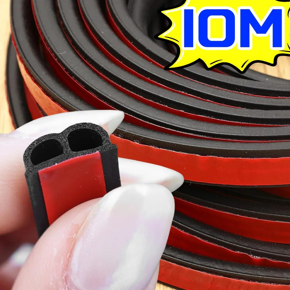 Universal Car Door Sealing Strip B-Shape Rubber Noise Insulation Weatherstrip Self Adhesive EPDM Anti Dust Soundproofing Seals
