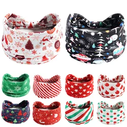 Christmas Printed Headband Sport Yoga Wide-brimmed Hairband Santa Claus Elk Elastic Hair Band Xmas Hair Accessories Headwear