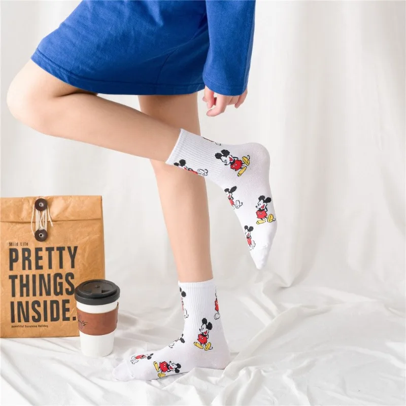 Calcetines largos de algodón para mujer, medias de dibujos animados de Disney, Mickey Mouse, estilo japonés JK Lolita, accesorios dulces, regalos, Verano