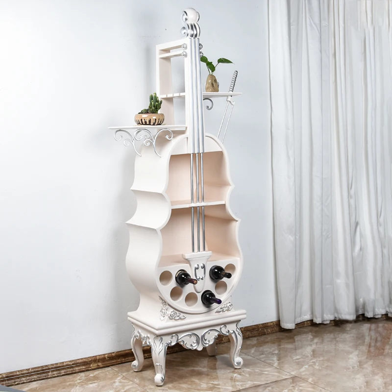 

European solid wood wine cabinet against the wall, living room entrance decorative cabinet, violin dining side cabinet, guitar