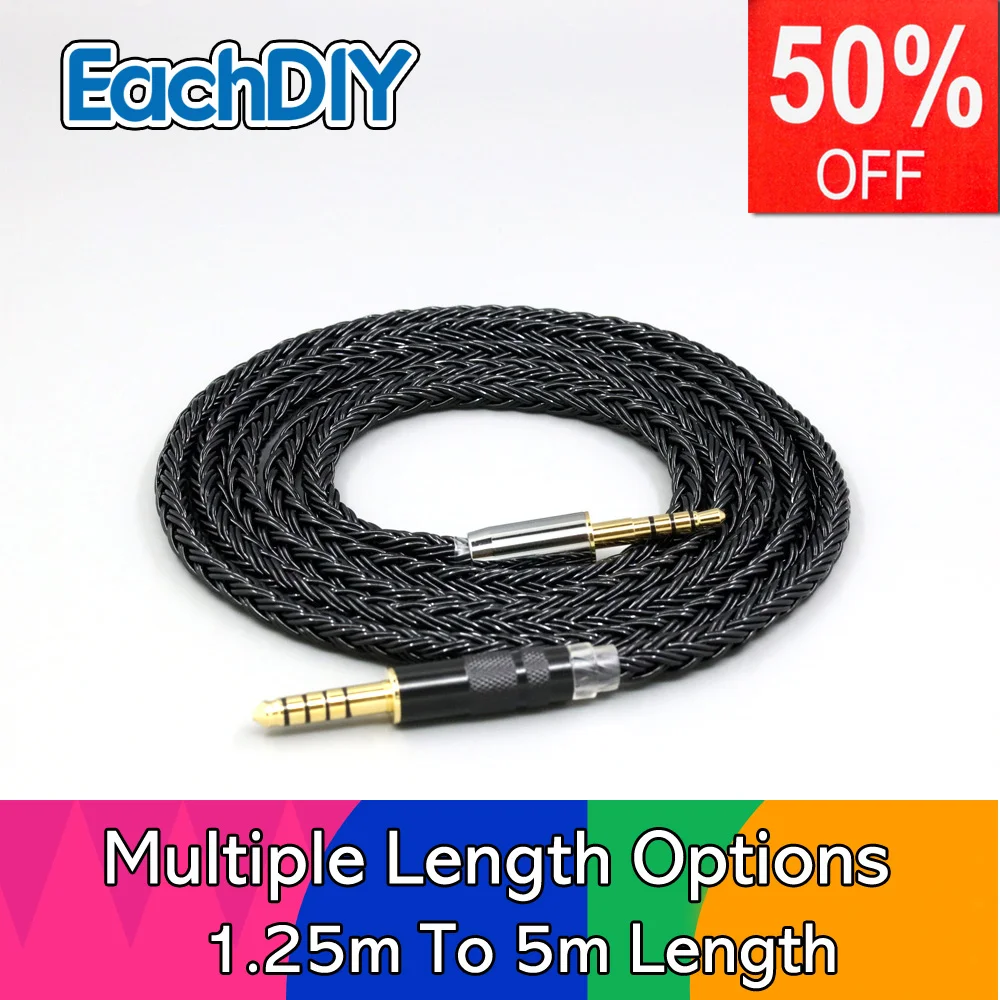 

For Denon AH-mm400 mm300 mm200 Beats solo2 solo3 headphone 16 Core Black Braided Earphone Cable LN008857
