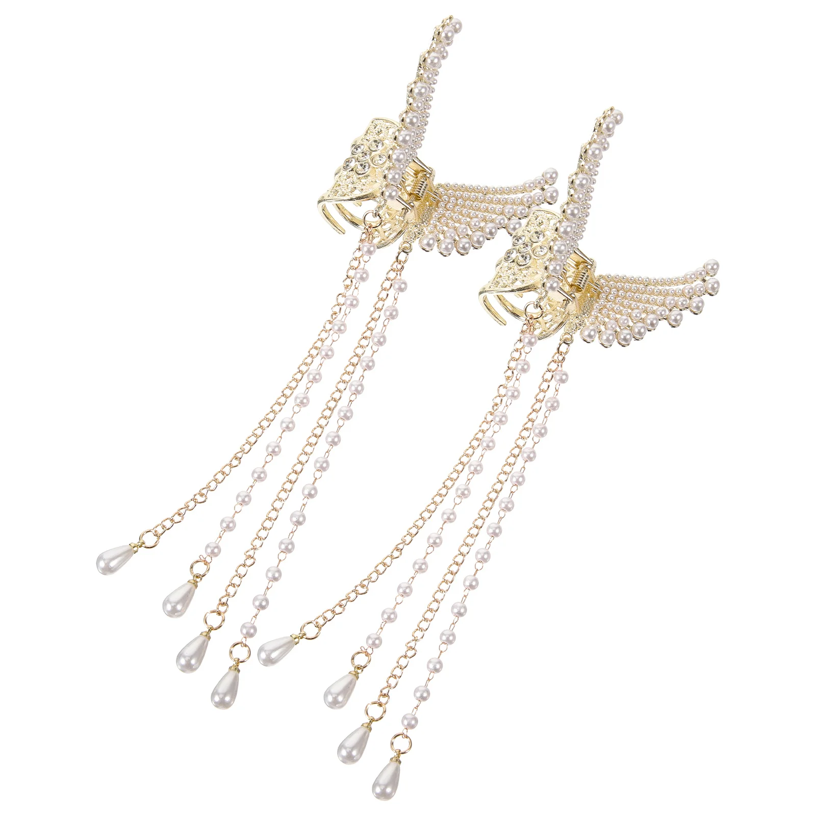 

2 Pcs Angel Wings Grab Lady Headdress Hair Clasp Clips Tassel Claw Tying Girl Accessories