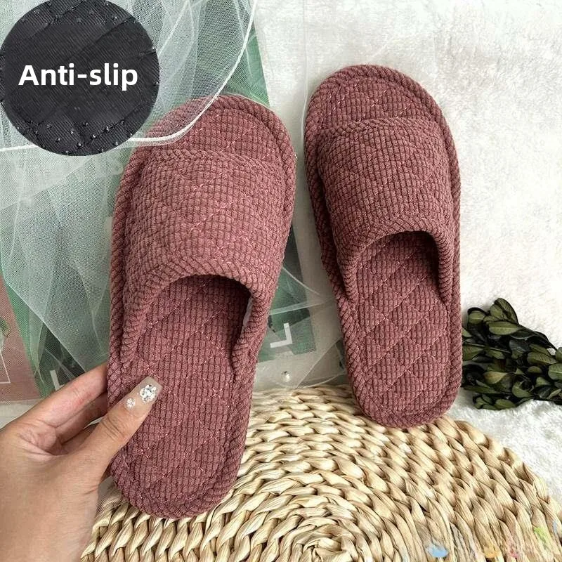 

Indoor Home Fabric Bottom Slippers Silent Wooden Floor Men Home Quiet Anti-slip Spring Autumn Male Home Slippers Female