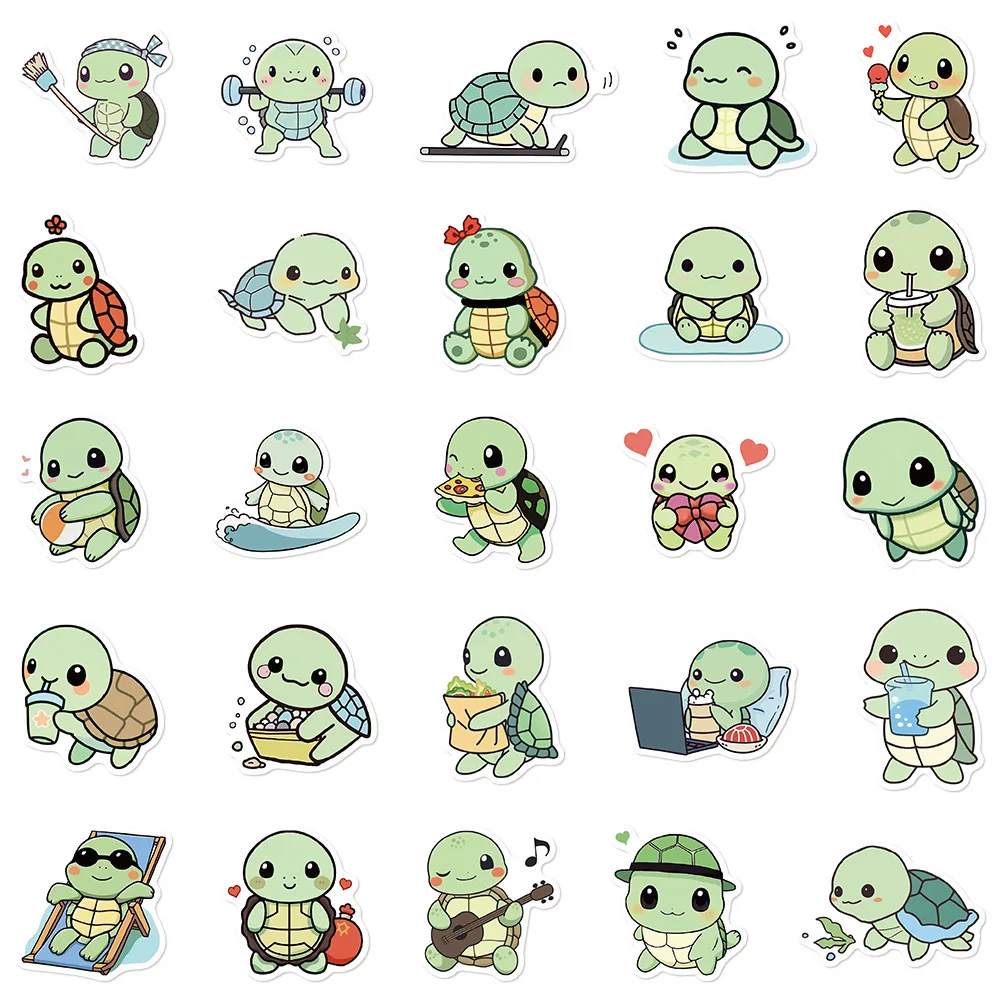 Imagem -04 - Impermeável Kawaii Loopy Turtle Adesivos Pacote de Copo e Laptop Adesivos Suprimentos Scrapbooking 50 Pcs