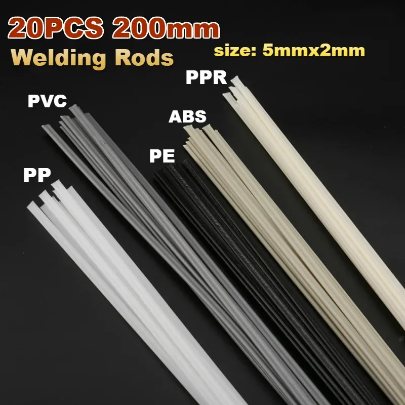 20pcs Plastic Welding Rods Bumper Repair ABS/PP/PVC/PE Welding Sticks Welding Soldering Supplies Grey White Black Beige Color