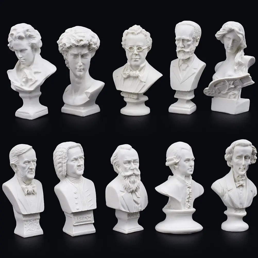 10Pcs Resin Greek Head Bust Statues Mini Sculpture Artistic Tabletop Decoration Creative Resin Crafts Home Office Decor Sketch