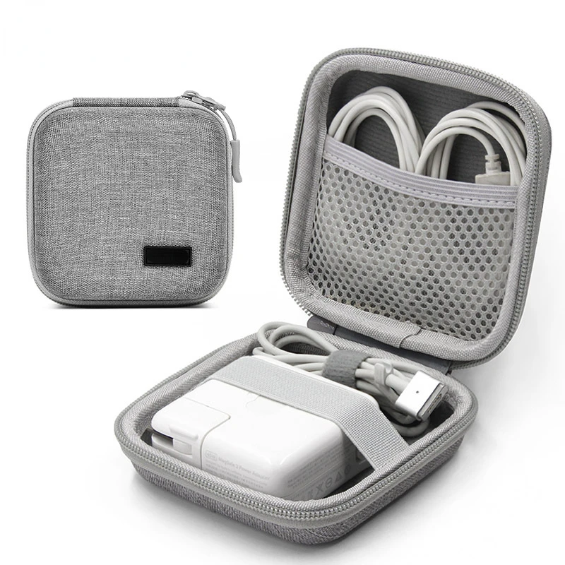 Portable Storage Bag for Power Bank Cable EVA Hard Case Earphone Phone Holder Travel Digital Accessories Storage Bag With Buckle