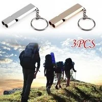 

3 Pcs Aluminum Alloy Dual Frequency Survival Whistle Dual Tube Outdoor Survival Whistle Equipped EDC Tools Outdoor Equipment