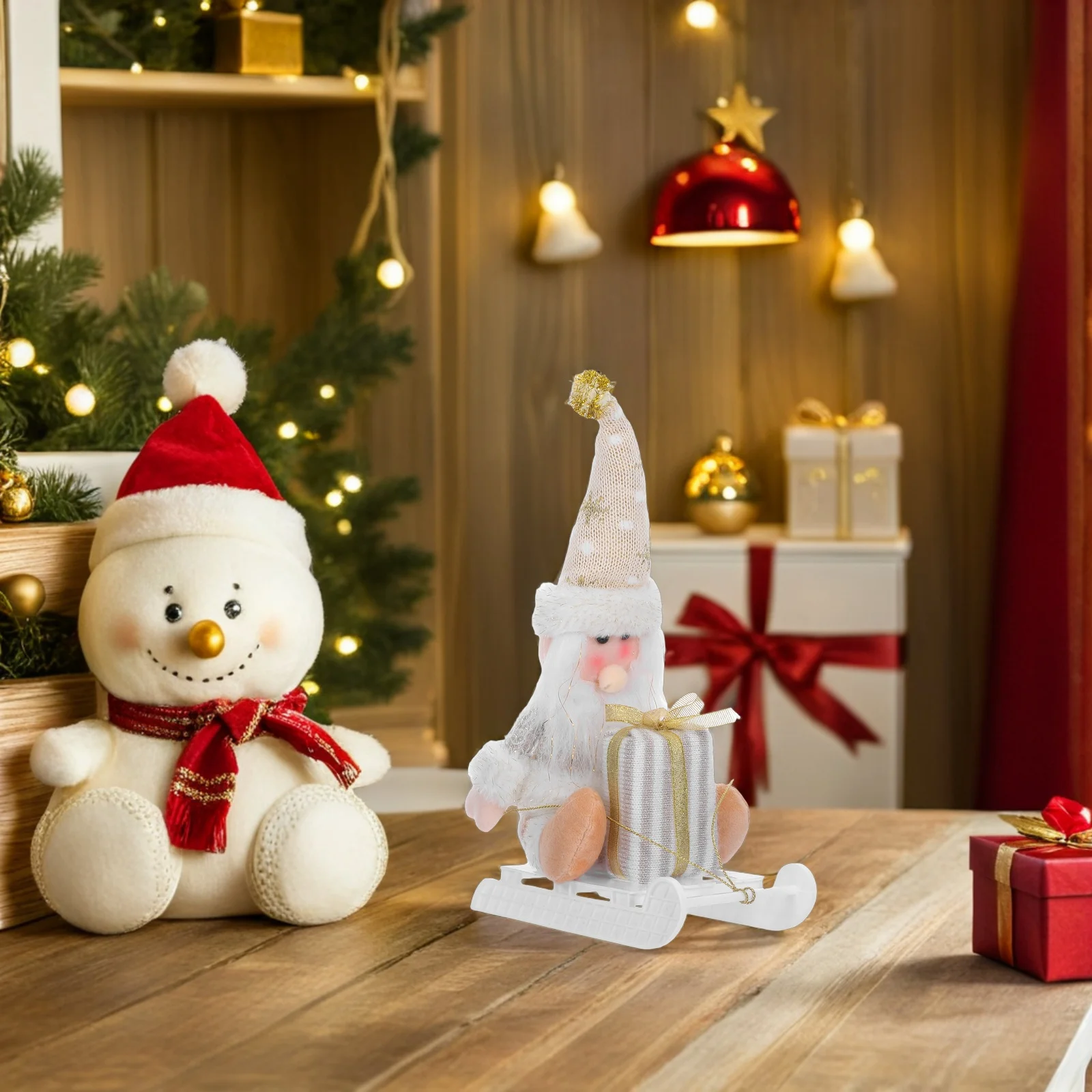 

Christmas Decoration Sled Decorations Fireplace Santa Claus Desktop Plastic s