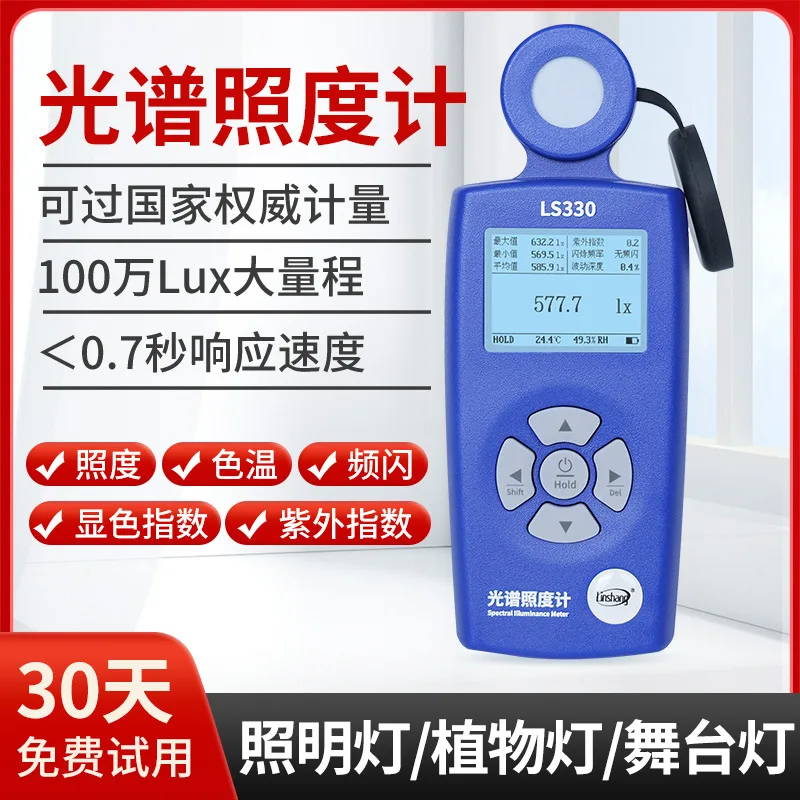Spectral Illuminometer Light Meter Plant Illuminance Tester High Precision Color Temperature Tester Digital Lumen Tester