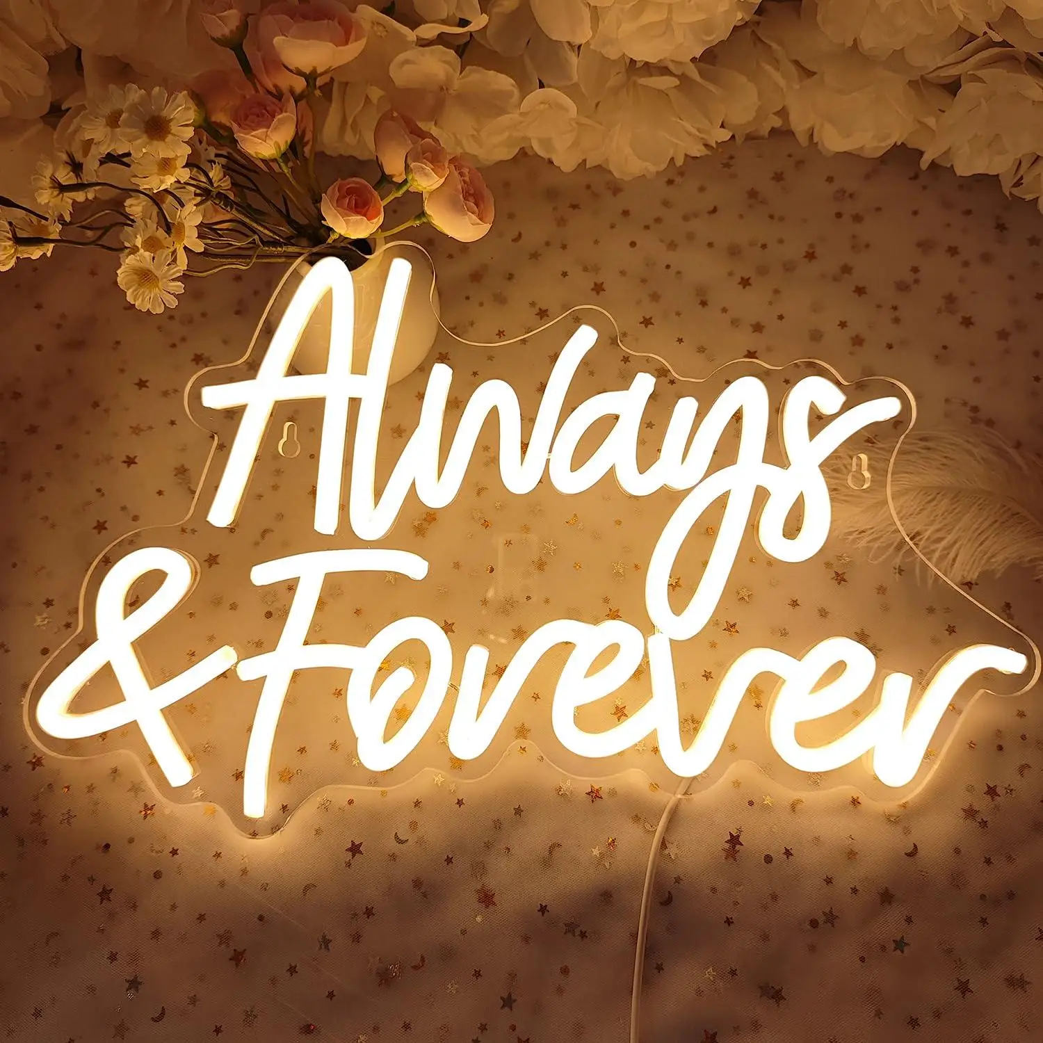Always & Forever Neon Sign USB Powered LED Light for Wedding Birthday Party Backdrop Wall Decor Bedroom Propose Sign Gifts
