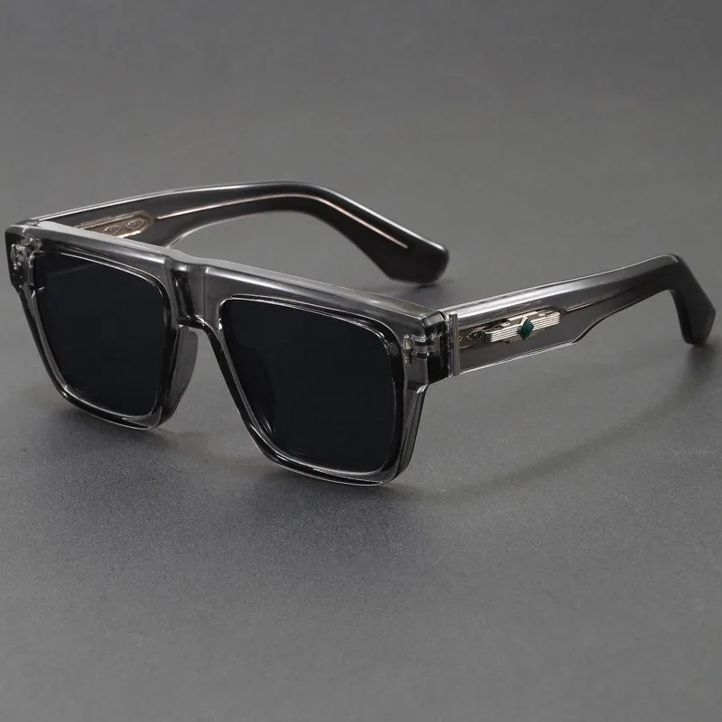 COJOS Thick Flat Top Square Sunglasses Men Metal Green Diamond Temple UV400 Driving Shades With Glasses Case - view 5