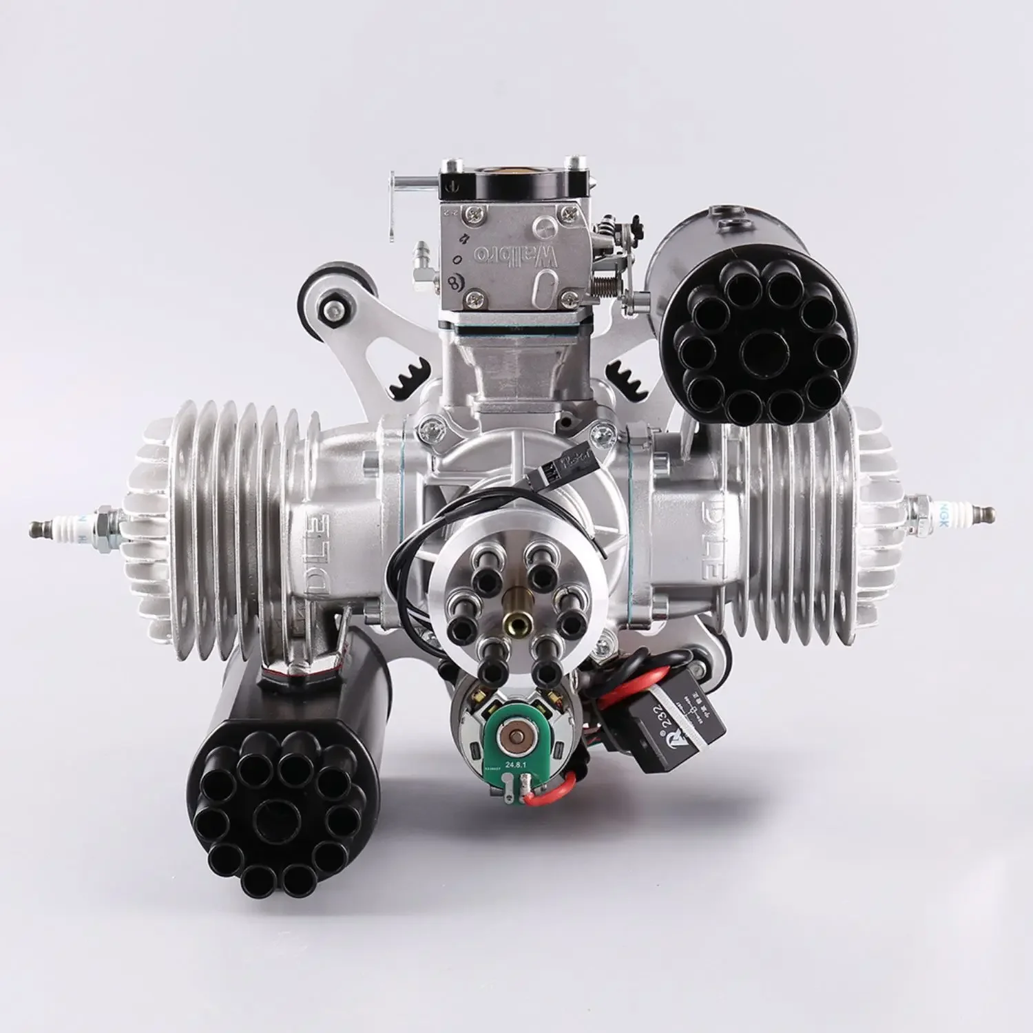 DLE170M Model Aircraft Engine Metal Twin Cylinder Side Exhaust Natural Air Cooling Light Electric Start Version FPV Model