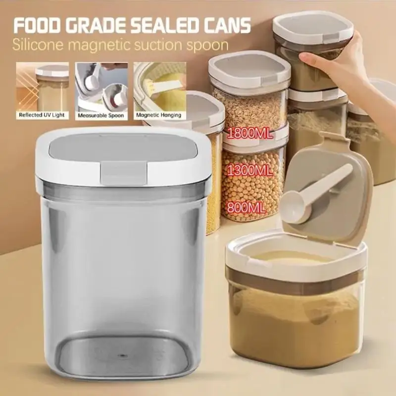 

800/1300/1800 Ml Airtight Milk Powder Container Milk Storage Container Milk Powder Storage Box Food Storage With Spoon