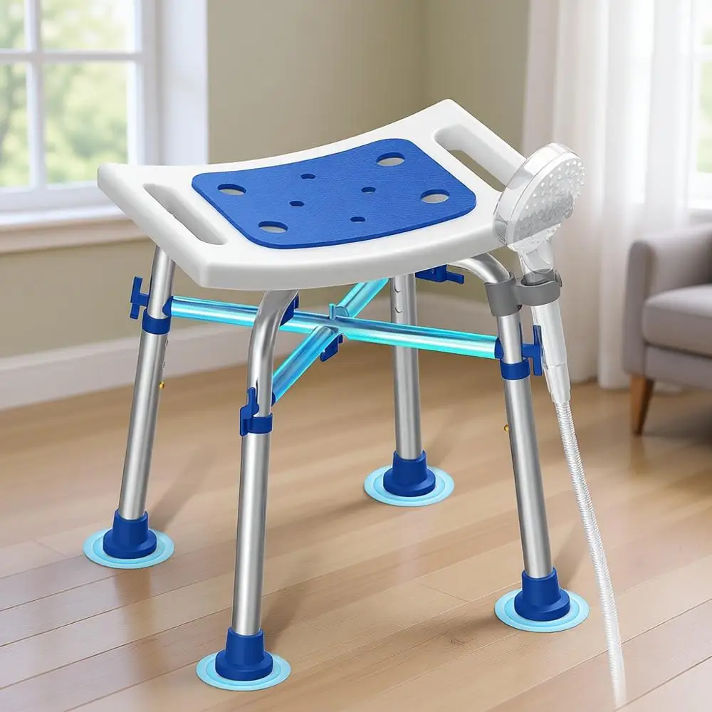 

500lb Capacity Heavy-Duty Height-Adjustable Shower Chair with Padded Seat for Elderly and Disabled