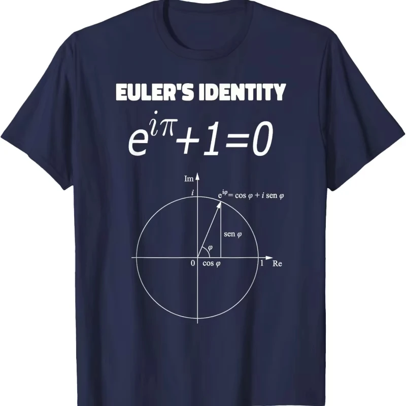 Euler's Identity Math Formula T-Shirt, Unisex Complex Number Graphic Tee, Casual Science Top for Math Physics Enthusiasts