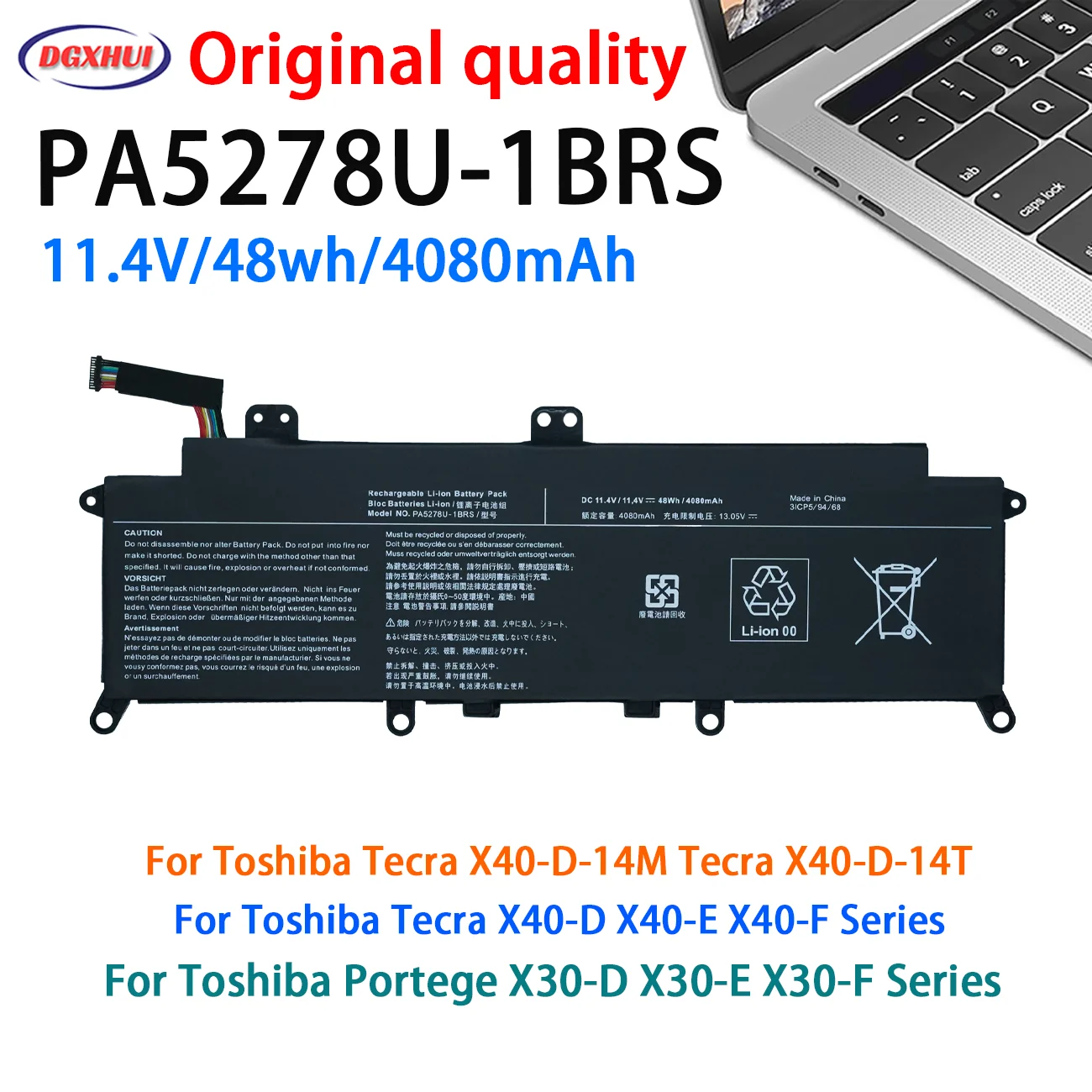 NEW PA5278U-1BRS Battery for Toshiba Portégé X30-D-123 X30-E X30-F Tecra X40-D-14M X40-D-11F X40-D-145  X40-E X40-F PA5278U