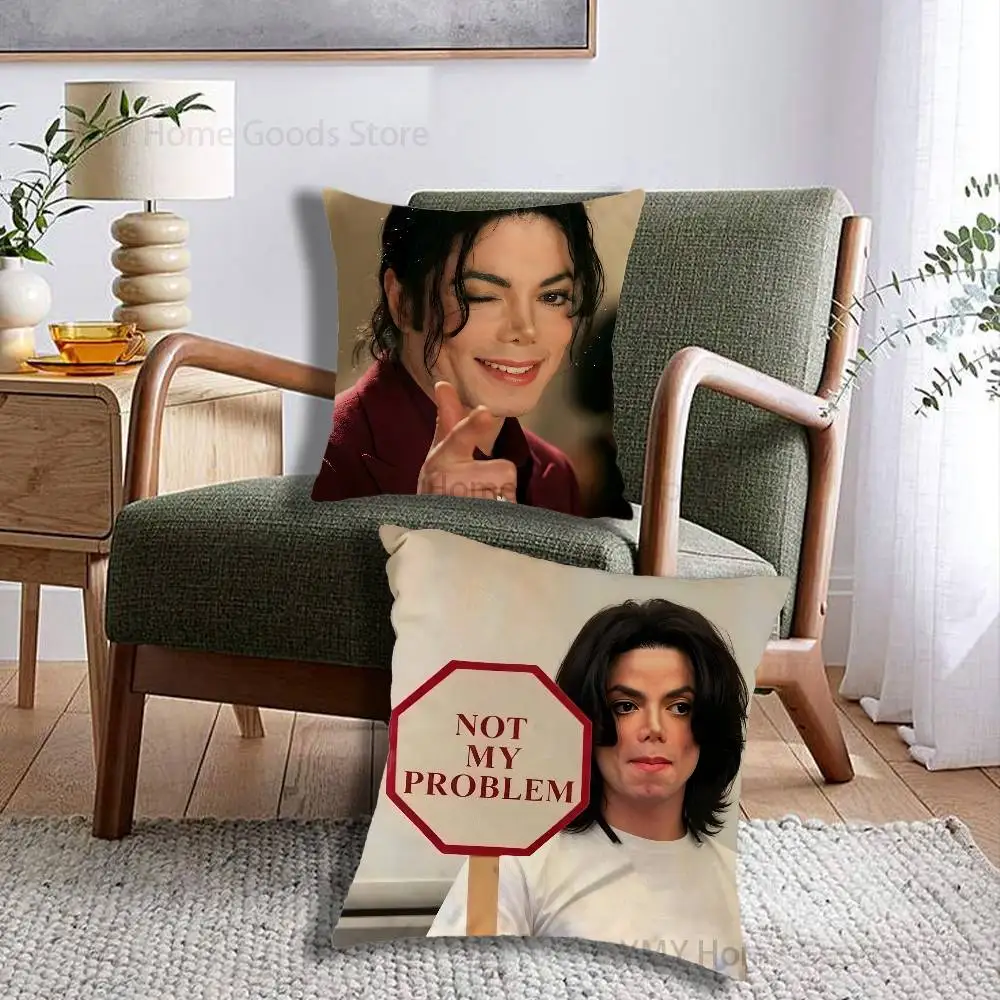 The King M-Michael J-Jackson Icons Cartoon Printing Pillowcase Customized Pillow Cover for Sofa Home Decor