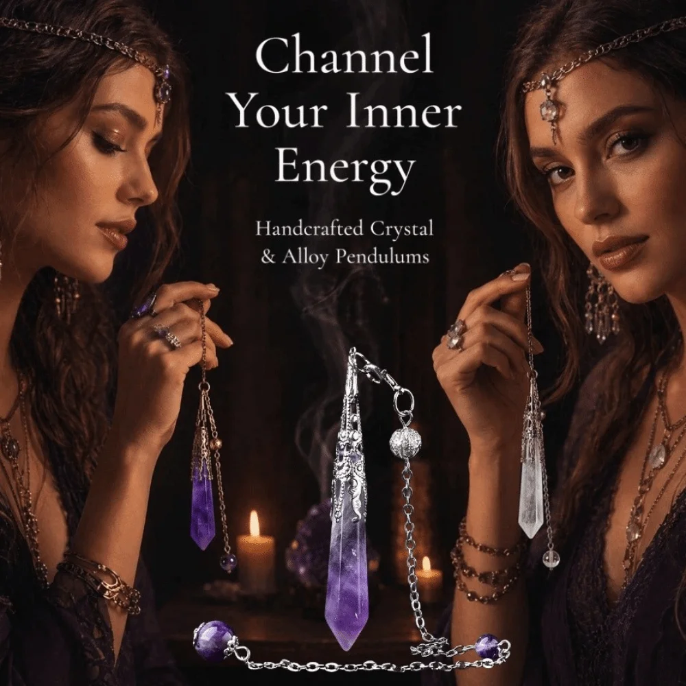 Hexagon Cone Natural Crystal Pendulums Energy Pointed Meditation Amethysts Pendulum Spiritual Dowsing Witch Spiritual Pendulos